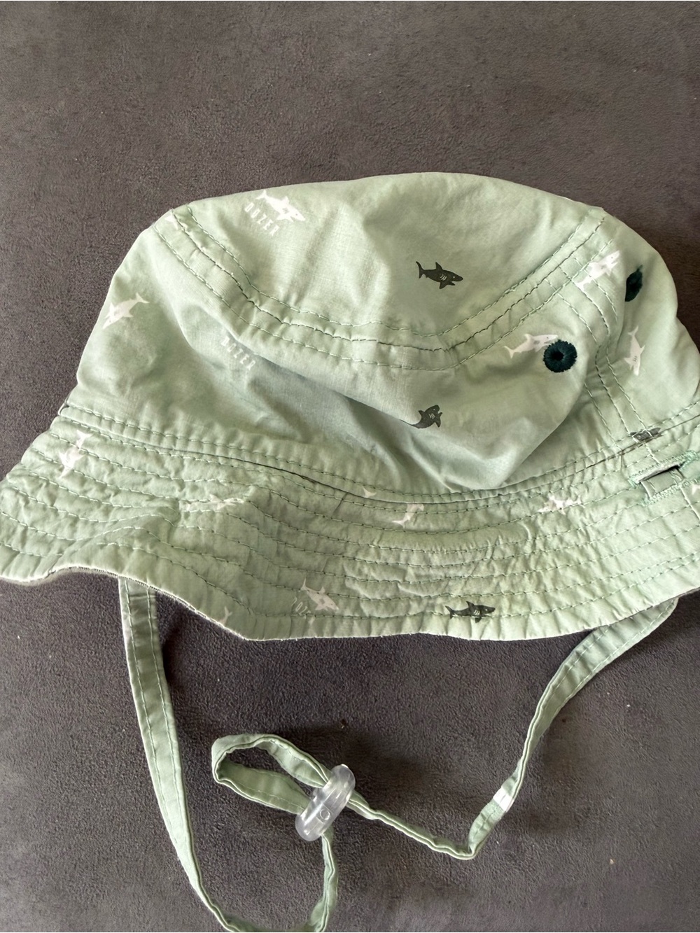 Kids Shark Print Bucket Hat - Sage Green